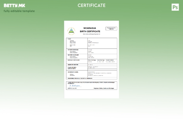 модерен стил Никарагва од витално значење за извод од матична книга на родени Ша